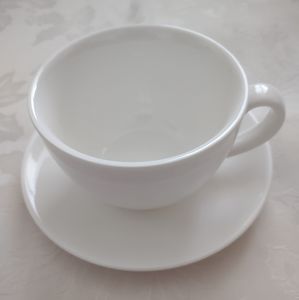 White fine china porcelain large cup + saucer plate